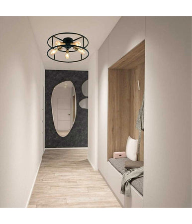 Plafoniera Lampadario Da Soffitto Circolare Stile Industriale Lampada 5xe27 C71-5