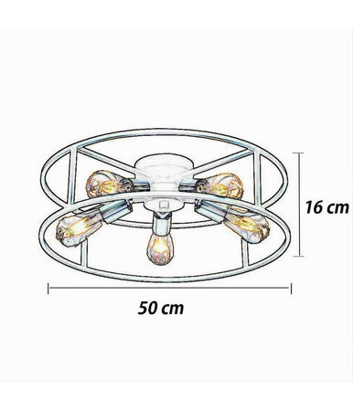 Plafoniera Lampadario Da Soffitto Circolare Stile Industriale Lampada 5xe27 C71-5