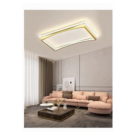 Plafoniera Led 108w Rettangolare Bianco Oro Moderno Da Soffitto Luce Fredda 71547