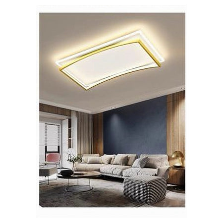 Plafoniera Led 108w Rettangolare Bianco Oro Moderno Da Soffitto Luce Fredda 71547