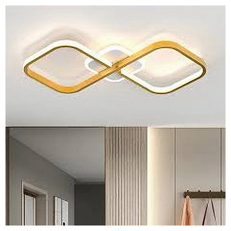 Plafoniera Led 20w Intrecciato Quadrato Oro Da Soffitto Moderno Luce 6500k 71309