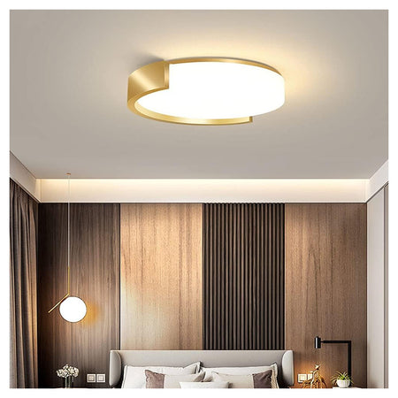 Plafoniera Led 24 W Cerchio Oro Design Moderno Soffitto Tonda Luce Fredda 50125