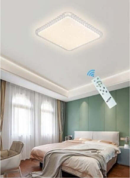 Plafoniera-Led-24w-48w-Lampadario-Smart-3-Toni-Dimmerabile-Effetto-Cristallo-C29