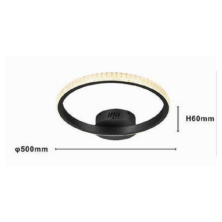 Plafoniera Led 28w Nero Cerchio Effetto Cristallo Luce Calda Naturale Fredda 31753