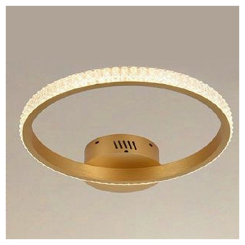 Plafoniera Led 28w Oro Cerchio Effetto Cristallo Luce Calda Naturale Fredda 31760