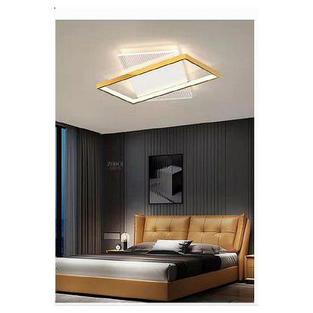 Plafoniera Led 32 Watt Rettangolare Oro Lampadario Da Soffitto Luce Fredda 71064