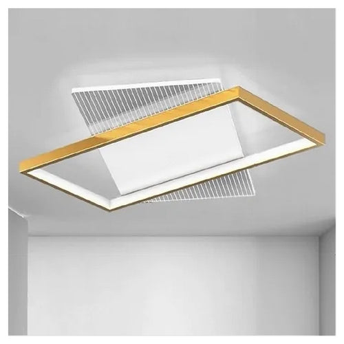 Plafoniera Led 32 Watt Rettangolare Oro Lampadario Da Soffitto Luce Fredda 71064