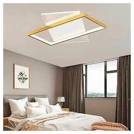 Plafoniera Led 32 Watt Rettangolare Oro Lampadario Da Soffitto Luce Fredda 71064