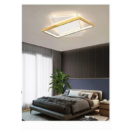 Plafoniera Led 32 Watt Rettangolare Oro Lampadario Da Soffitto Luce Fredda 71064