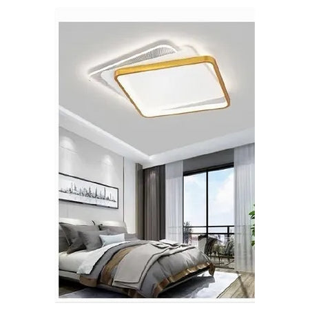 Plafoniera Led 35w Quadrata Oro Lampadario Da Soffitto Moderno Luce Fredda 70746