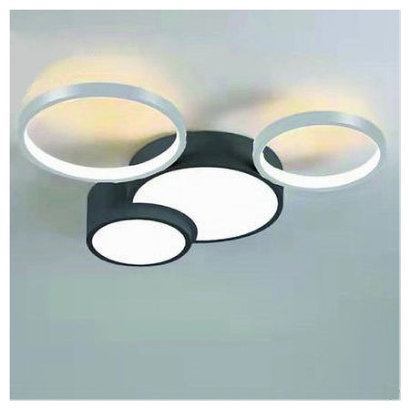 Plafoniera Led 36w 4 Cerchi Argento Nero Lampada Soffitto Moderno Luce 4000k 70937