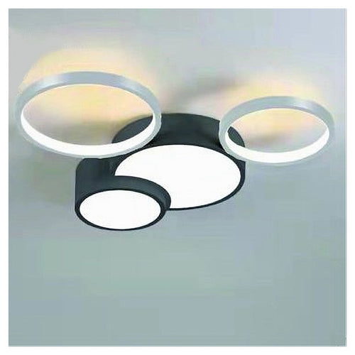 Plafoniera Led 36w 4 Cerchi Argento Nero Lampada Soffitto Moderno Luce 4000k 70937