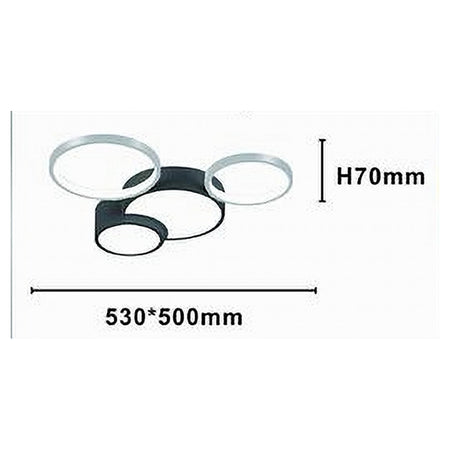 Plafoniera Led 36w 4 Cerchi Argento Nero Lampada Soffitto Moderno Luce 4000k 70937