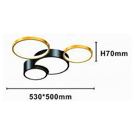 Plafoniera Led 36w 4 Cerchi Oro Nero Lampada Da Soffitto Moderno Luce 4000k 70951