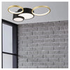Plafoniera Led 36w 4 Cerchi Oro Nero Lampada Da Soffitto Moderno Luce 4000k 70951
