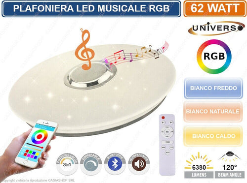 Plafoniera Led 3in1 Rgb 62w Circolare Cielo Stellato Bluetooth Altoparlante App Casa, arredamento e bricolage > Illuminazione da interno > Plafoniere per interno Trade Shop italia - Napoli, Commerciovirtuoso.it