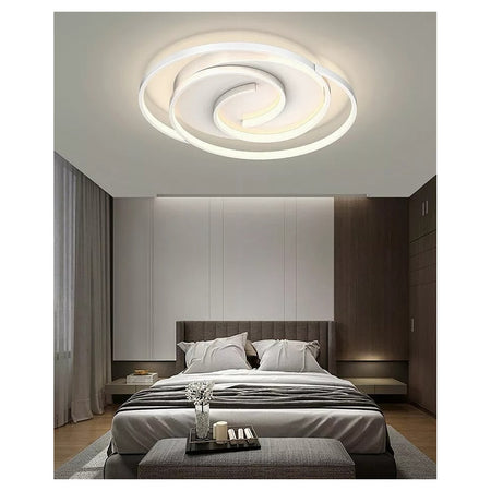 Plafoniera Led 45w Cerchio Spirale Vortice Bianco Lampadario Soffitto Luce 6500k 70609