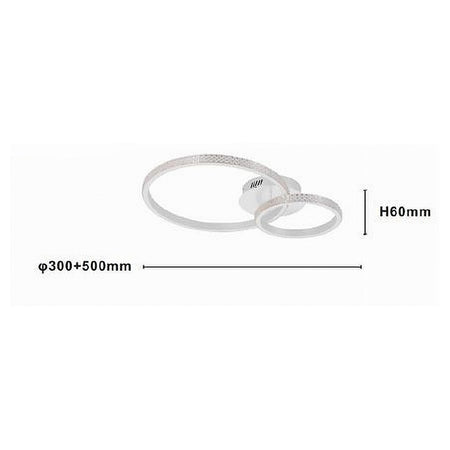 Plafoniera Led 48 W 2 Cerchi Effetto Cristallo Telecomando Moderno Bianco 31777