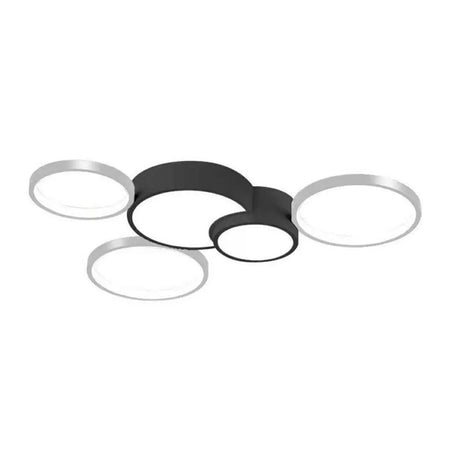 Plafoniera Led 48w 5 Cerchi Argento Nero Lampada Soffitto Moderno Luce 4000k 70975