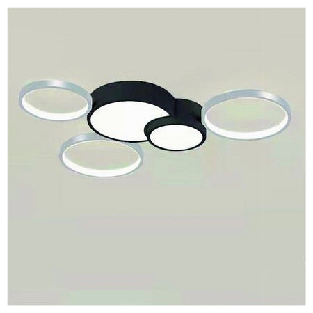 Plafoniera Led 48w 5 Cerchi Argento Nero Lampada Soffitto Moderno Luce 4000k 70975