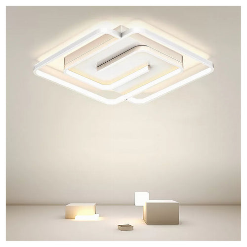 Plafoniera Led 48w Quadrata Spirale Vortice Bianco Lampadario Soffitto Luce 4000k 70616