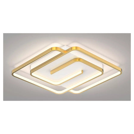 Plafoniera Led 48w Quadrata Spirale Vortice Oro Lampadario Soffitto Luce 4000k 70654