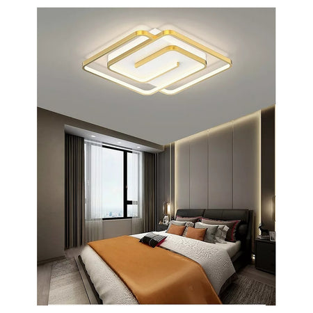 Plafoniera Led 48w Quadrata Spirale Vortice Oro Lampadario Soffitto Luce 6500k 70661