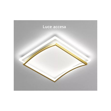 Plafoniera Led 48w Quadrato Bianco Oro Design Moderno Soffitto Luce Fredda 71523