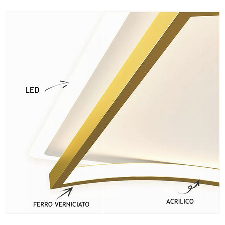 Plafoniera Led 48w Quadrato Bianco Oro Design Moderno Soffitto Luce Fredda 71523