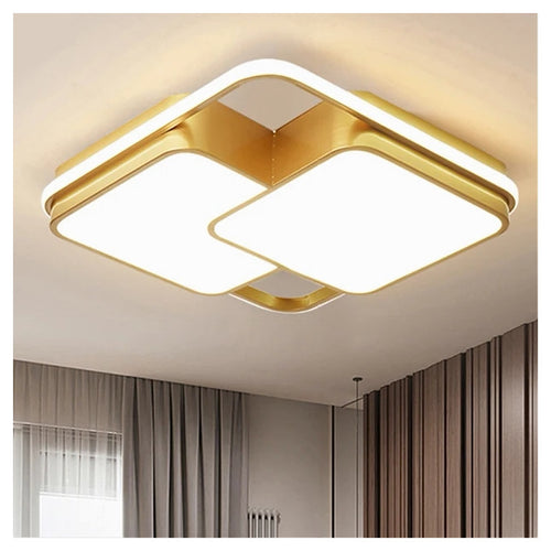Plafoniera Led 48w Quadrato Oro Moderno Lampadario Soffitto Luce Naturale 71455