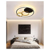 Plafoniera Led 55w Tondo Con Cerchi Nero Oro Lampada Da Soffitto Luce 4000k 70876