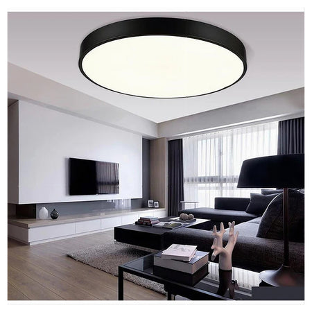 Plafoniera Led 70 W Rotonda Lampada Soffitto Nero Lampadario Luce Naturale 02607
