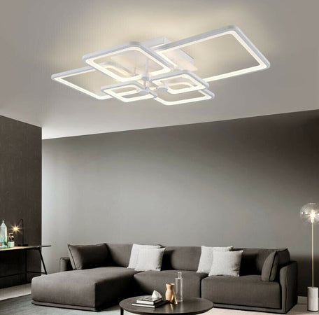 Plafoniera-Led-70-Watt-Luce-Naturale-Lampadario-6-Quadrati-Quadrato-Moderno-Universo