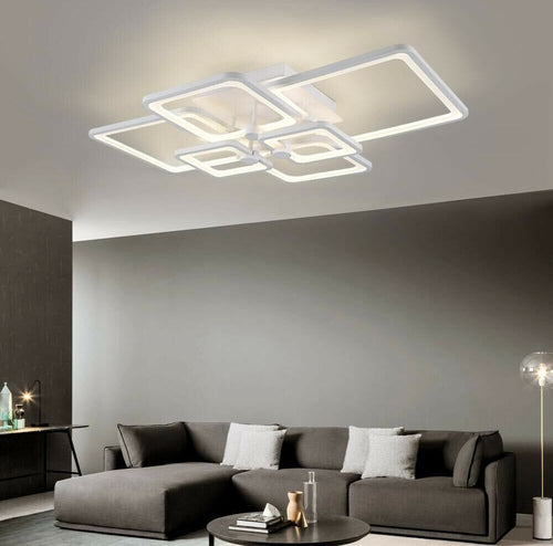 Plafoniera-Led-70-Watt-Luce-Naturale-Lampadario-6-Quadrati-Quadrato-Moderno-Universo