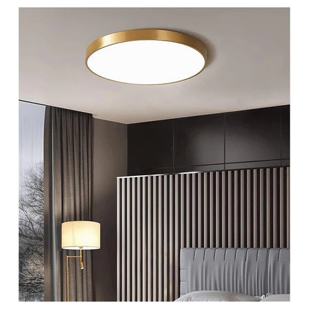 Plafoniera Led 70 Watt Rotonda Lampada Soffitto Oro Lampadario Luce Fredda 02577