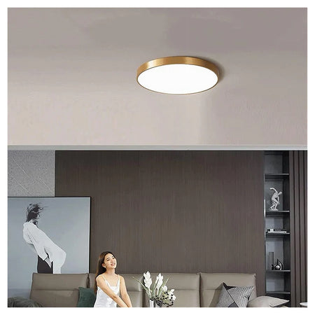 Plafoniera Led 70 Watt Rotonda Lampada Soffitto Oro Lampadario Luce Fredda 02577