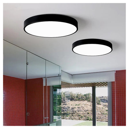 Plafoniera Led 70w Rotonda Lampada Da Soffitto Nero Lampadario Luce Fredda 02591