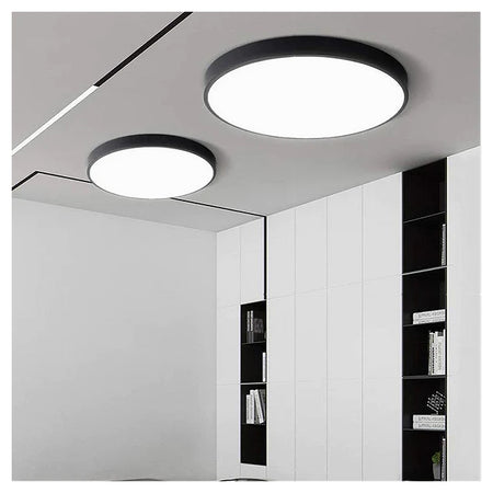 Plafoniera Led 70w Rotonda Lampada Da Soffitto Nero Lampadario Luce Fredda 02591