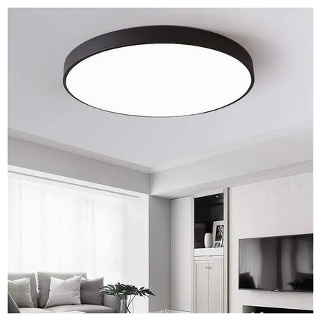 Plafoniera Led 70w Rotonda Lampada Da Soffitto Nero Lampadario Luce Fredda 02591