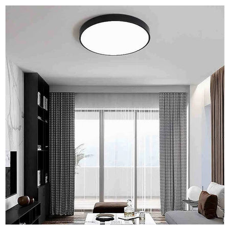 Plafoniera Led 70w Rotonda Lampada Da Soffitto Nero Lampadario Luce Fredda 02591