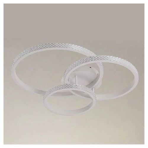 Plafoniera Led 72w 3 Cerchi Effetto Cristallo Con Telecomando Anelli Bianco 31807