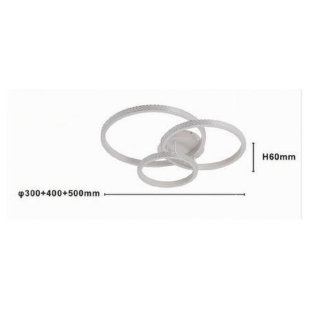 Plafoniera Led 72w 3 Cerchi Effetto Cristallo Con Telecomando Anelli Bianco 31807