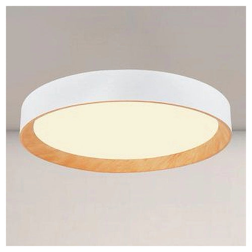 Plafoniera Led A Soffitto 68w Rotonda Bianco Con Venature Legno Luce 4000k 32798