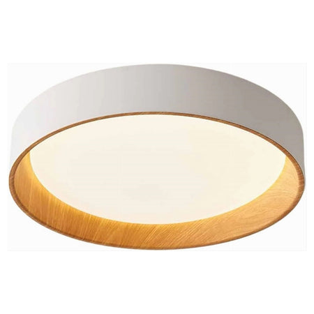 Plafoniera Led A Soffitto 68w Rotonda Bianco Con Venature Legno Luce 4000k 32798