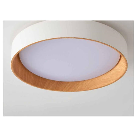 Plafoniera Led A Soffitto 68w Rotonda Bianco Con Venature Legno Luce 6500k 32774