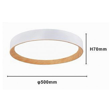 Plafoniera Led A Soffitto 68w Rotonda Bianco Con Venature Legno Luce 6500k 32774