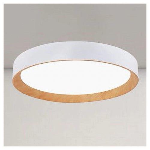 Plafoniera Led A Soffitto 68w Rotonda Bianco Con Venature Legno Luce 6500k 32774