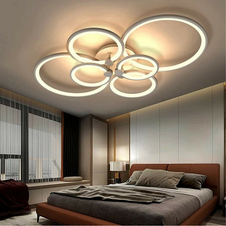 Plafoniera-Led-Da-Soffitto-Lampadario-Moderno-6-Anelli-51-W-Luce-Calda-Universo