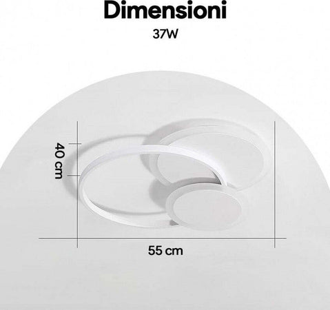 Plafoniera Led Design Moderno 3 Cerchi 37 W Luce Fredda 6500k Naturale 4000k C32 Casa, arredamento e bricolage > Illuminazione da interno > Plafoniere per interno > Lampadari Trade Shop italia - Napoli, Commerciovirtuoso.it