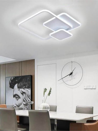 Plafoniera-Led-Luce-Bianca-6500k-Lampadario-3-Quadrati-48-Watt-Quadrato-Moderno